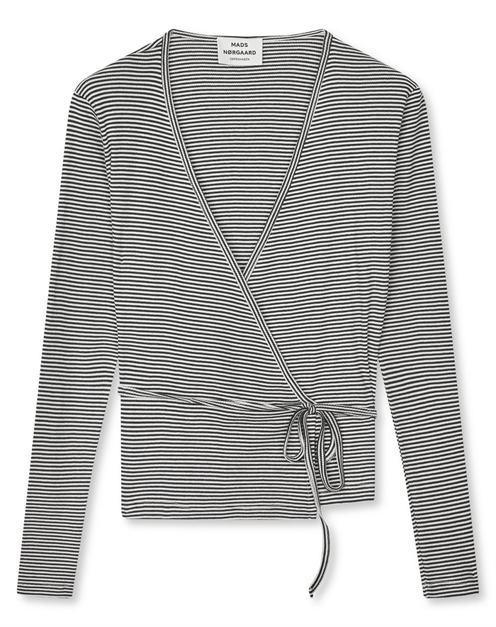 Mads Nørgaard - 2x2 Cotton Stripe Susi Bluse - Black/Vanilla Ice