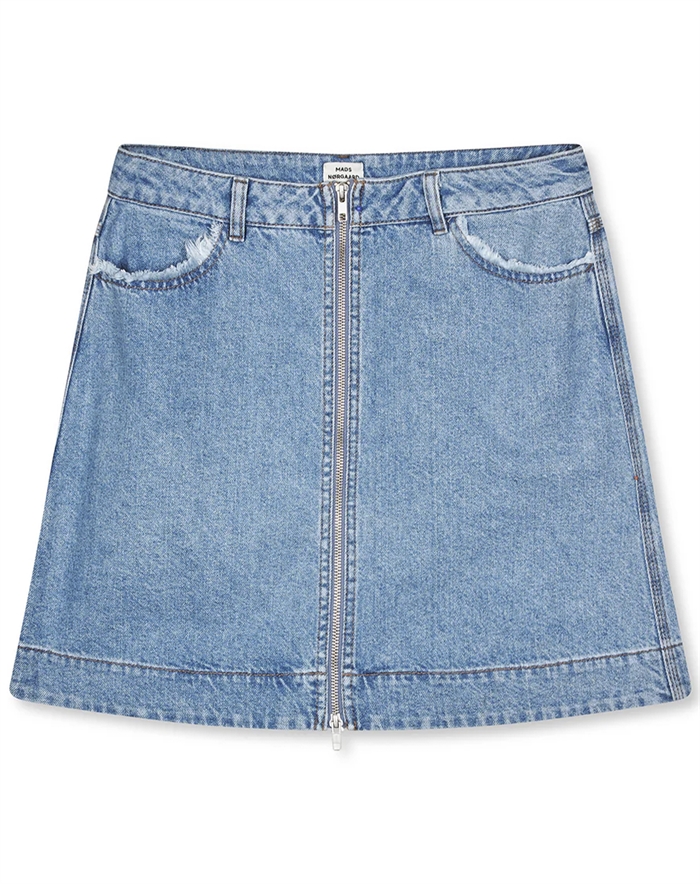 Mads Nørgaard - Classic Denim Riva Nederdel - Mid Blue Denim