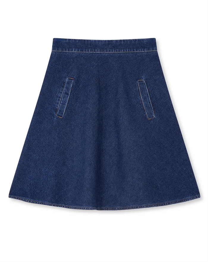 Mads Nørgaard - Luke Denim Stelly Nederdel - Mid Blue Denim