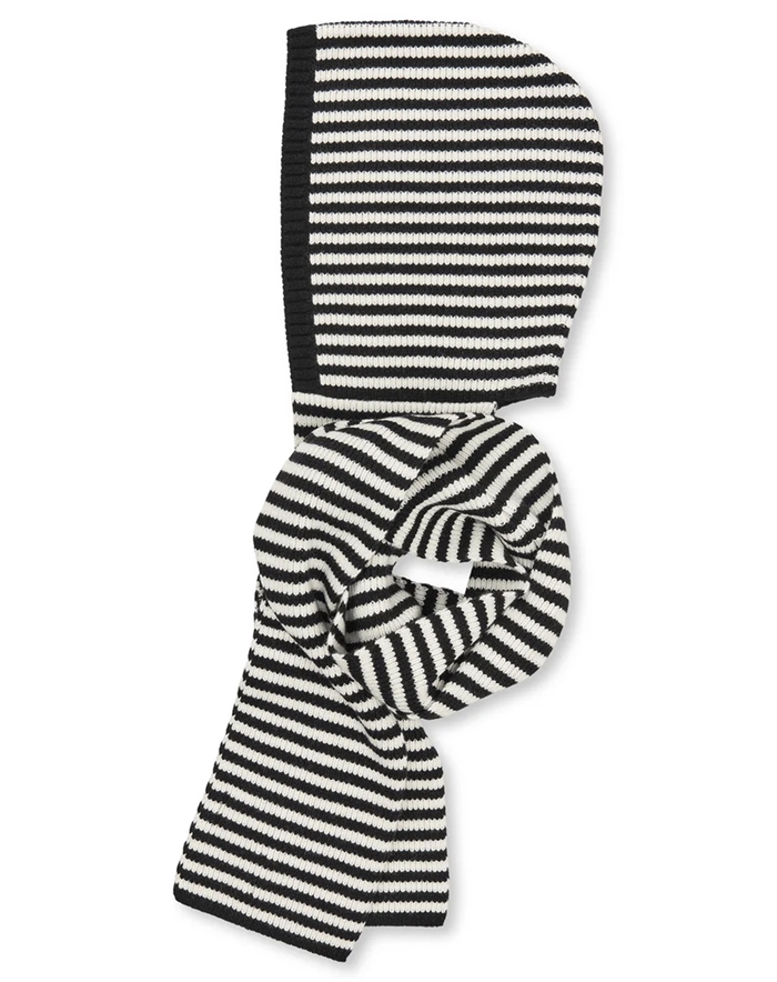 Mads Nørgaard - One Wool Freja Hooded Tørklæde - Black/ Vanilla