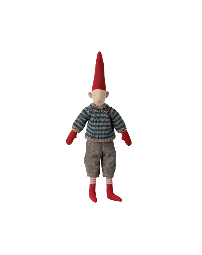 Maileg - Pixy Nisse Str. 2 Dreng - Stribet Strikket Sweater