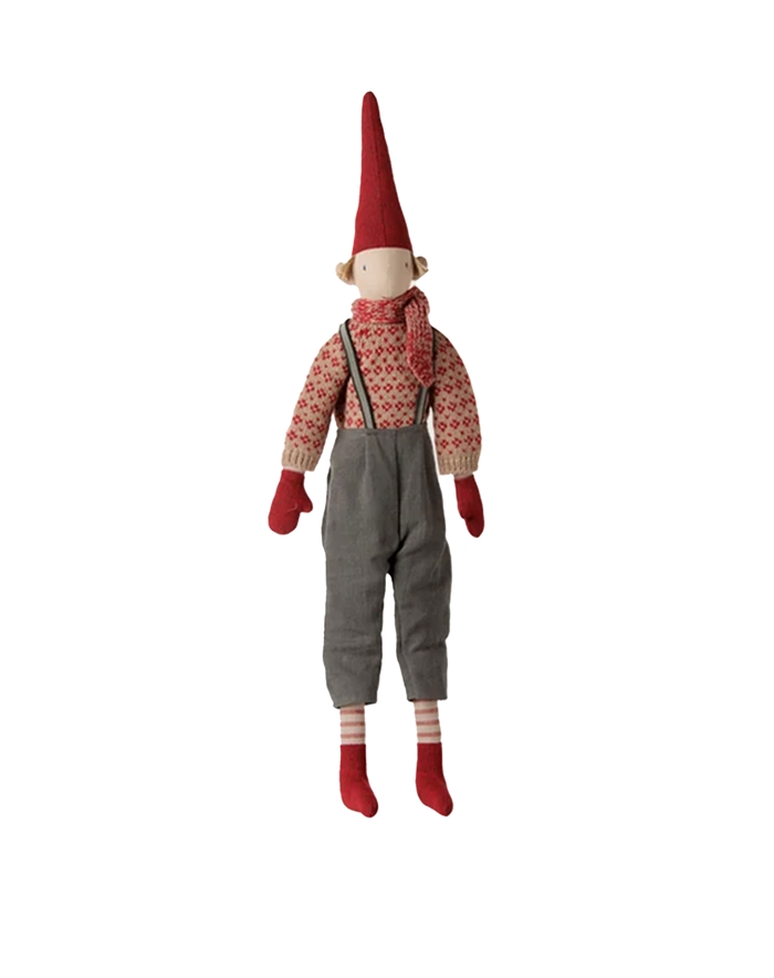 Maileg - Pixy Nisse Str. 4 Dreng - Strikket Sweater Og Tørklæde
