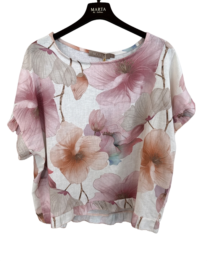 Marta Du Chateau - MDCMathea Bluse - Pink Flower