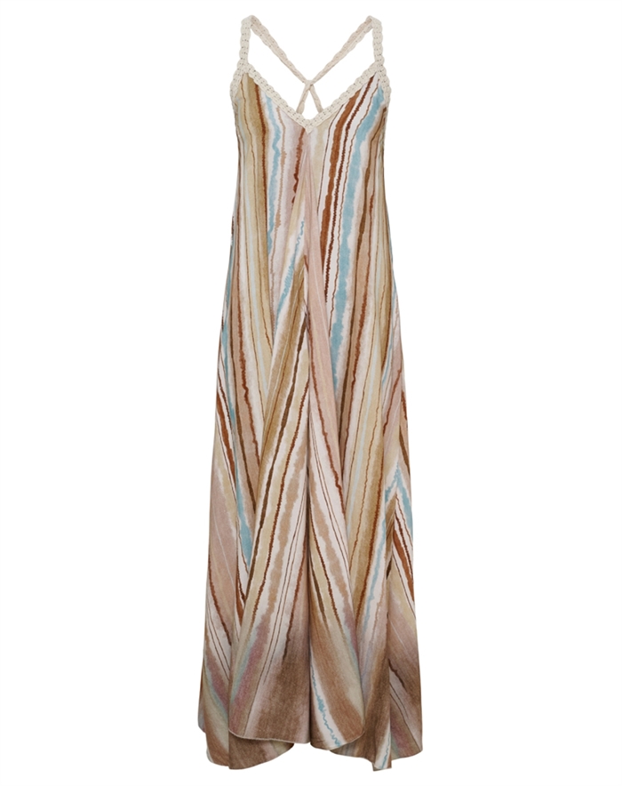 Marta du Chateau - MDCViolette Kjole - Beige Multi