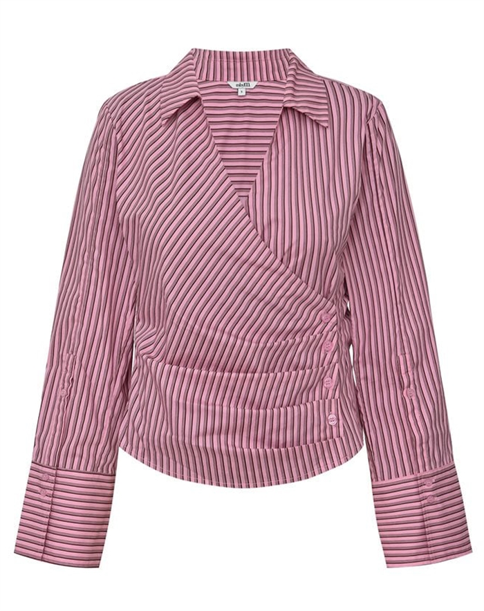 mbyM - Gerri Skjorte - Pink Bordeaux Stripe