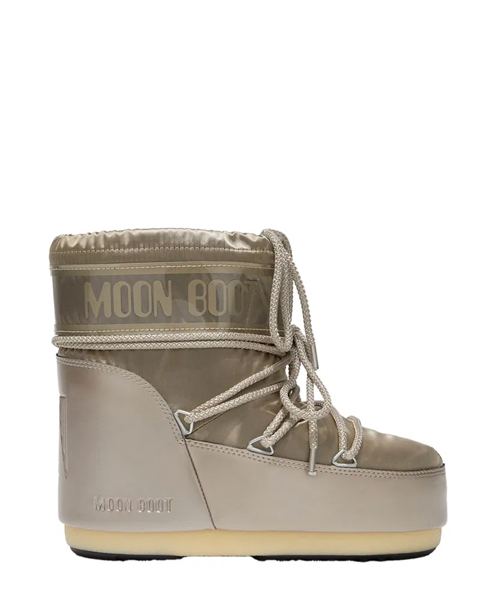 Moon Boot - Icon Low Glance Satin Støvler - Platinium