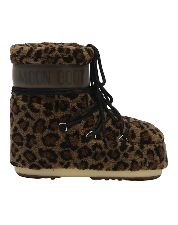 Moon Boot - Icon Low Leopard Fleece Støvle - Cognac/Cocoa