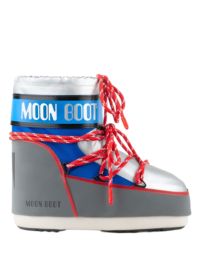 Moon Boot - Icon Low Space Racing Silver Støvle - Silver/Blue/Red