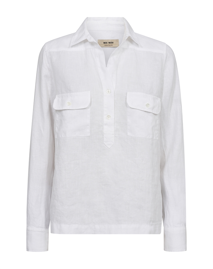 Mos Mosh - MMEnna Linen Pocket Blouse - White