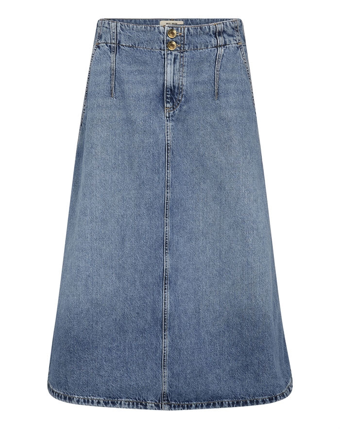 Mos Mosh - MMLeala Denim Nederdel - Mid Blue