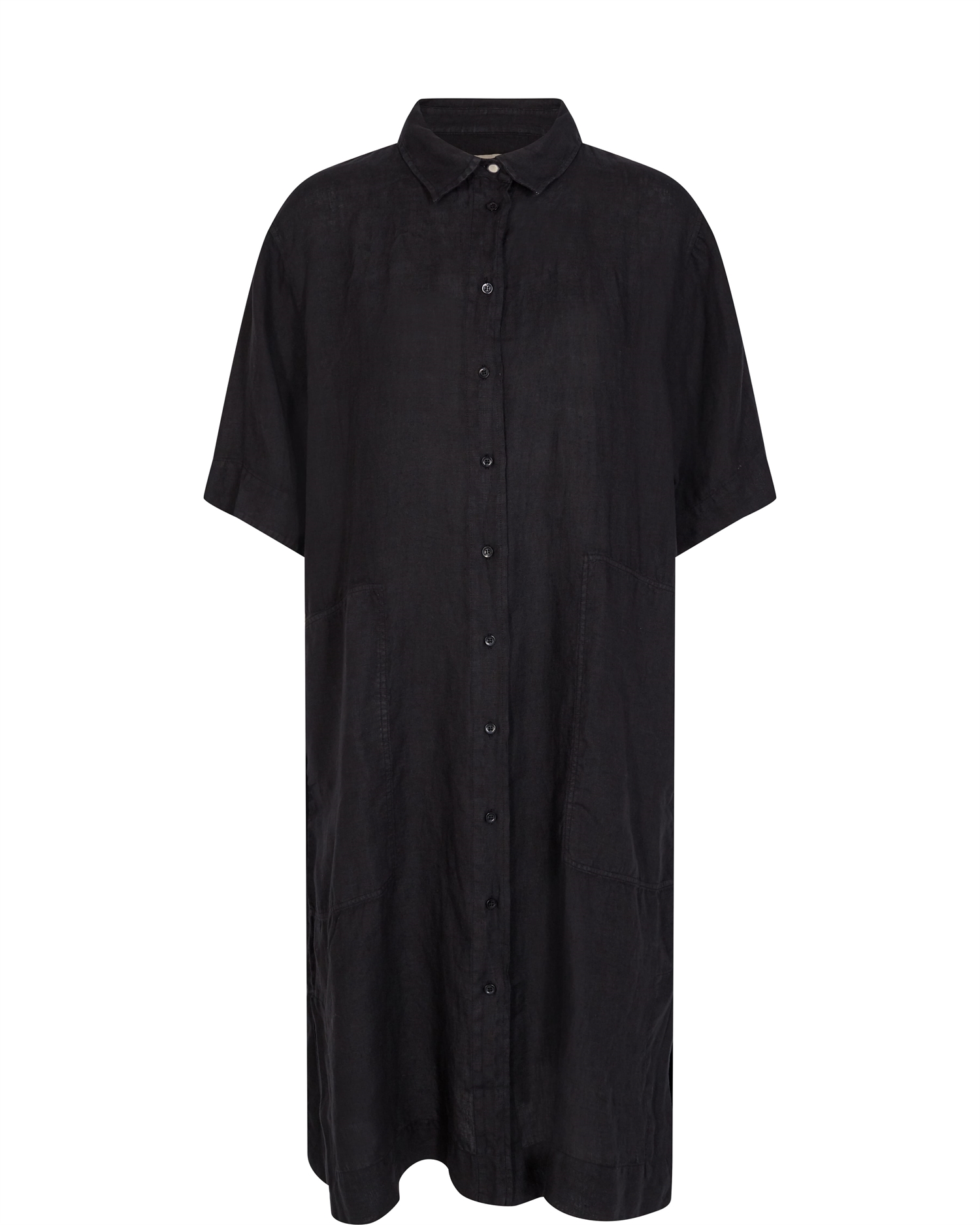 Mal Linen Shirt Dress Black-Shop Mos Mosh News