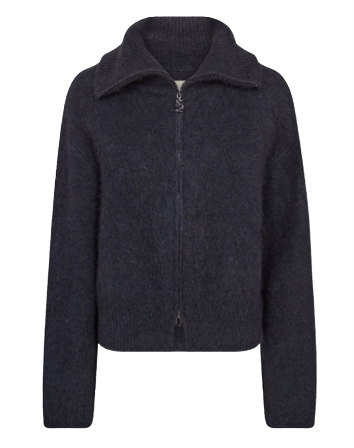 Mos Mosh - MMHulda Strik Zip Cardigan- Salute Navy