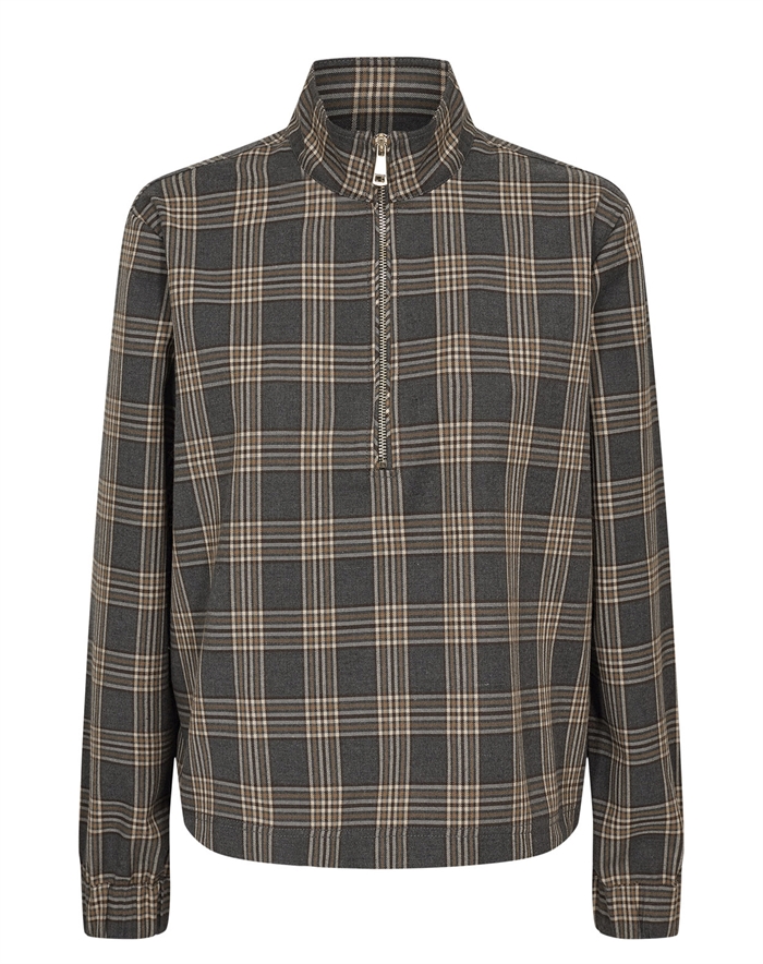 Nümph - NUKamala Zip Skjorte - Dark Grey Melange 