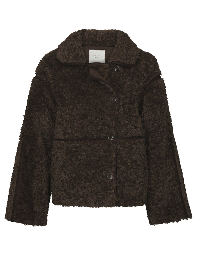 Neo Noir - Castor Faux Fur Jakke - Dark Brown