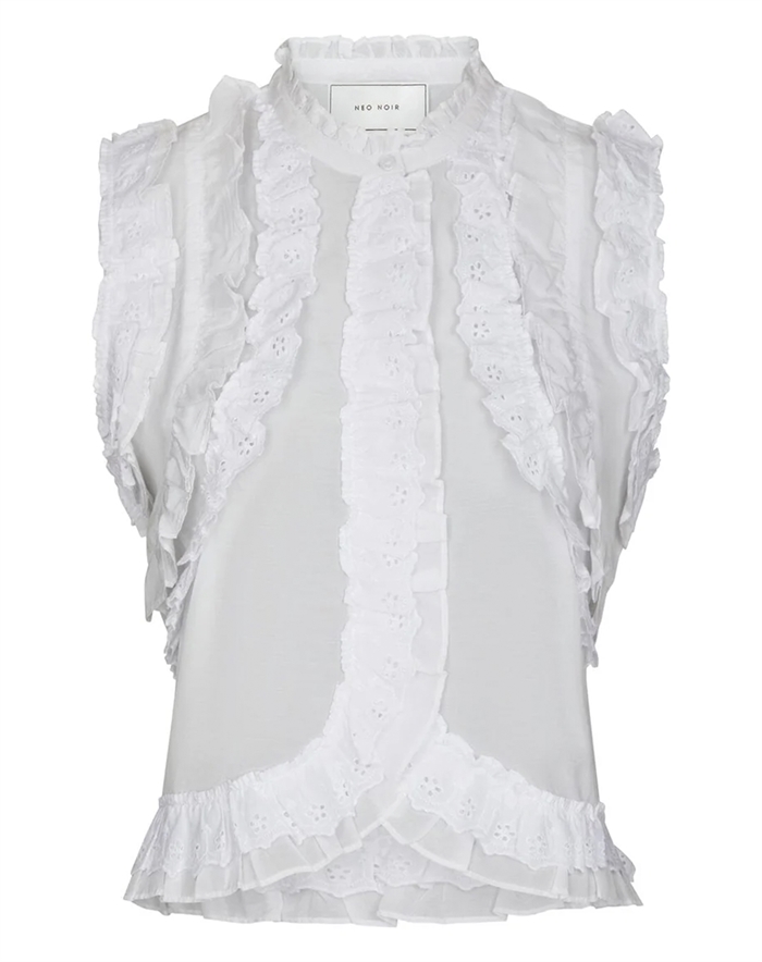 Neo Noir - Celia Ruffle Top - White