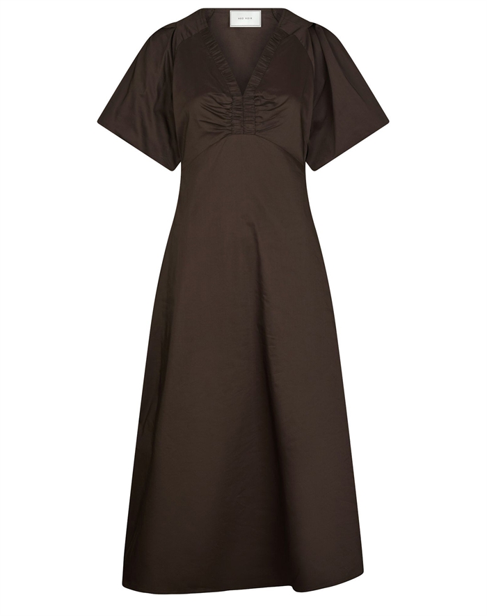 Neo Noir - Illana Poplin Kjole - Chocolate Brown