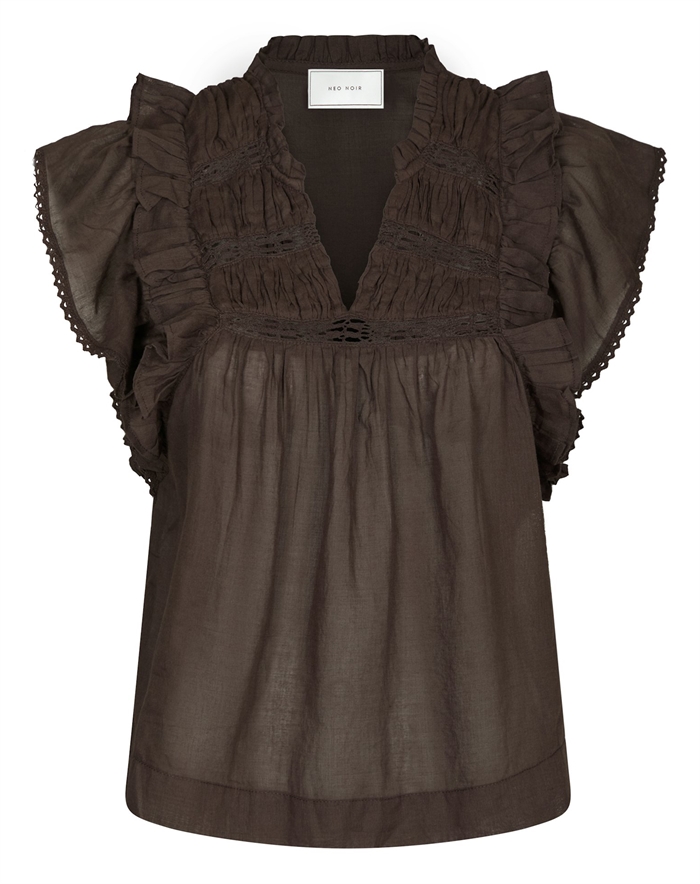 Neo Noir - Jayla S Voile Top - Dark Brown