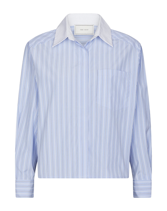 Neo Noir - Defia Stripe Skjorte - Ligt Blue Stripe 
