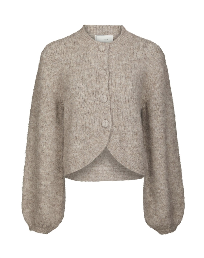 Neo Noir - Gio Fluffy Knit Cardigan - Beige Melange 