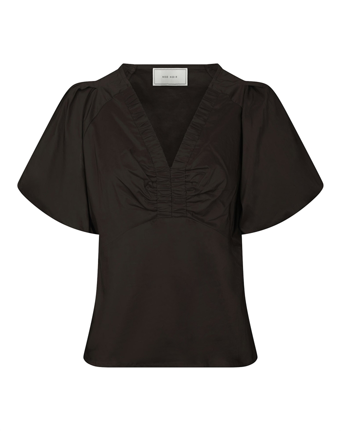 Neo Noir - Irina Poplin Bluse - Chocolate Brown 