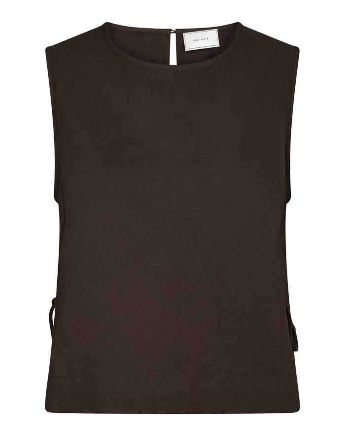Neo Noir - Svetlana linen Top - Dark Brown 