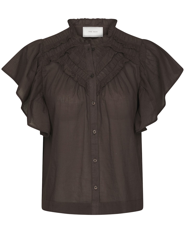 Neo Noir -Vinsa S Voile Top - Dark Brown