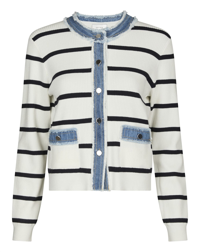 Neo Noir - Zelma Stripe Denim Cardigan - Off White