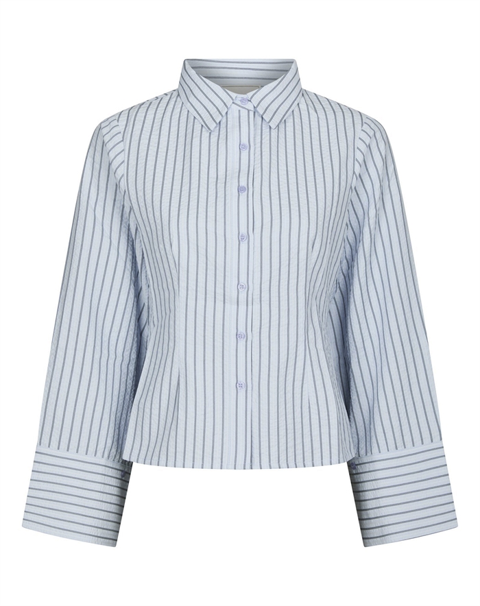 Neo Noir - Rosa Striped Crepe Skjorte - Blue