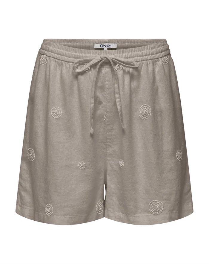 Only - Onlcaro Linen Emb Shorts - String/Pumice Stone