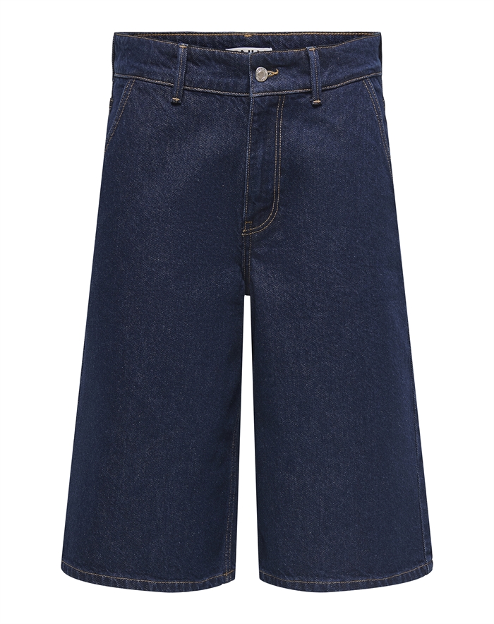 Only - Clair Baggy Bermuda Shorts - Dark Blue Denim