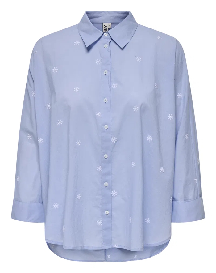 Only - New Lina Grace Embroidery Skjorte - Brunnera Blue 