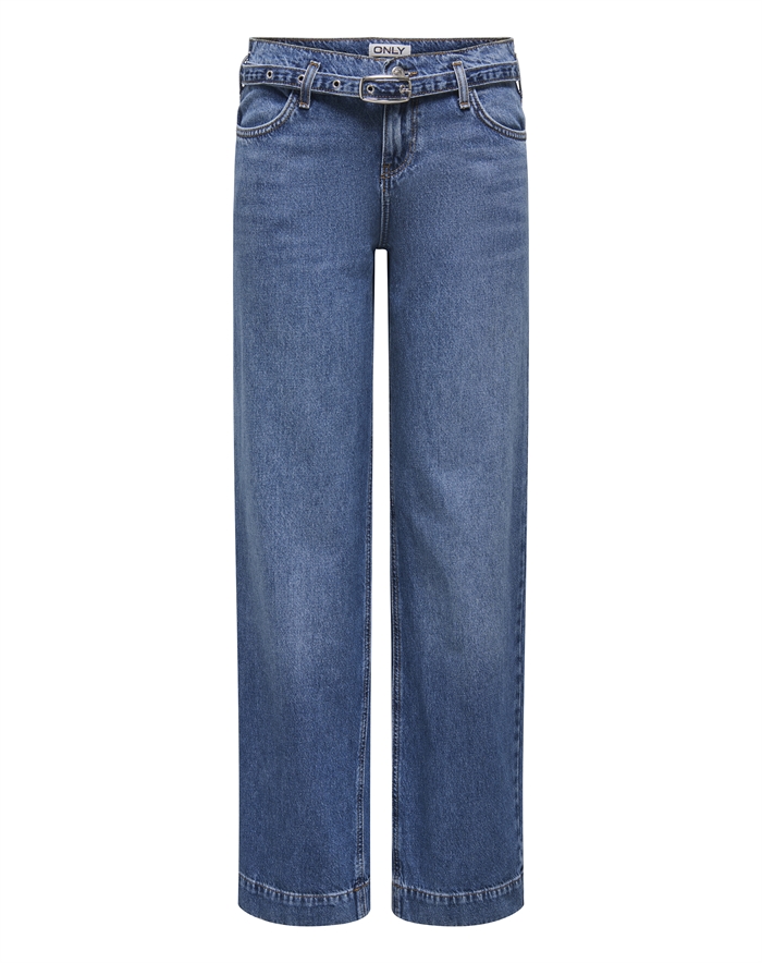 Only - ONLBrenda Low Wide Belt Jeans - Dark Blue Denim