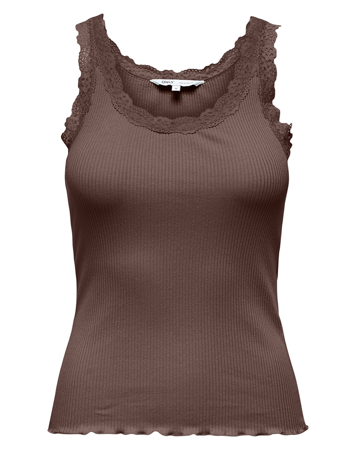 Only - ONLSara Sharai Lace Top - Shaved Chocolate