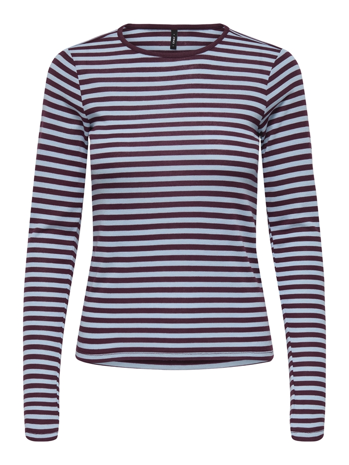 Only - OnlElli Rib Langærmet Trøje - Cabernet/Cashmere