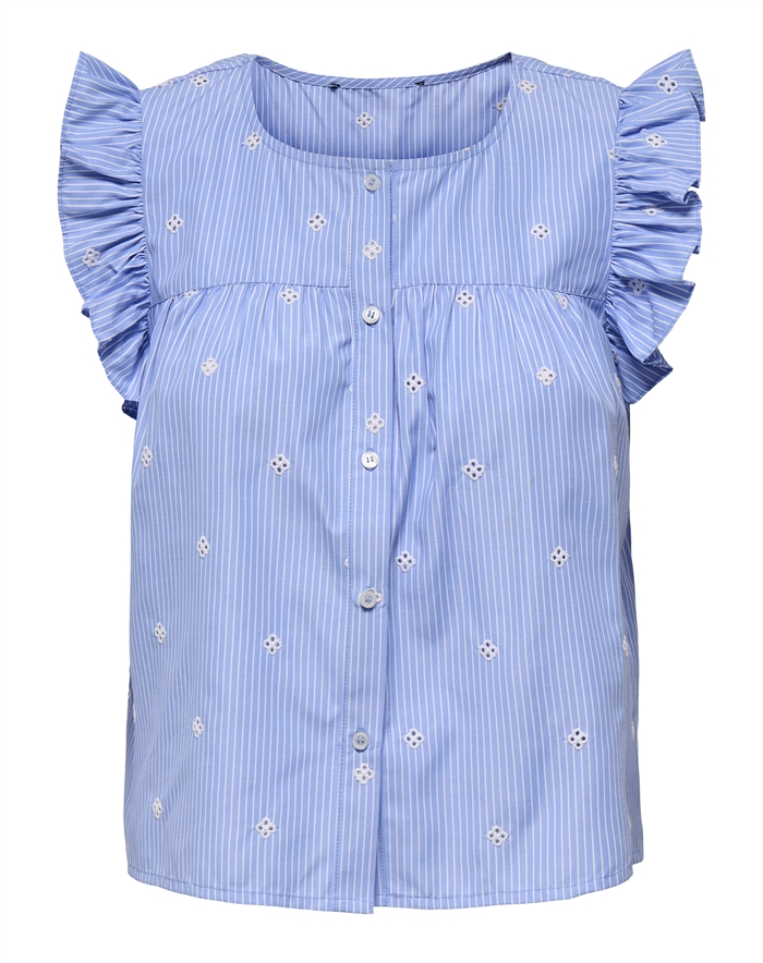 Only - Amanda Embroidery Top - Coronet Blue
