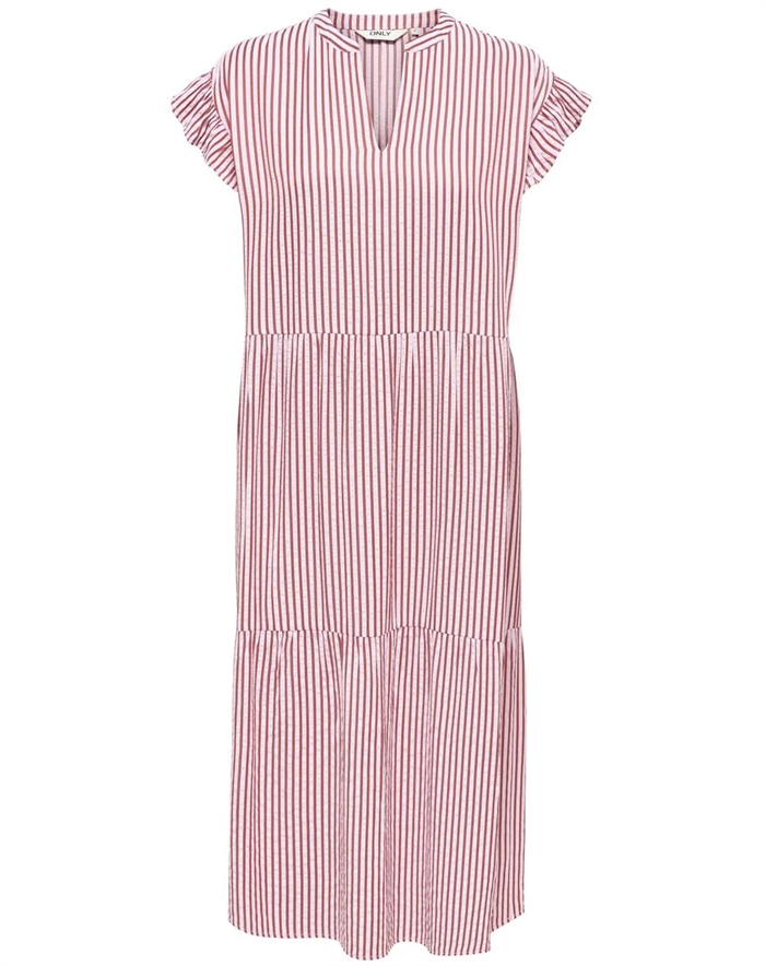 Only - ONLBari Fril Vneck Midi Kjole - Romance Rose