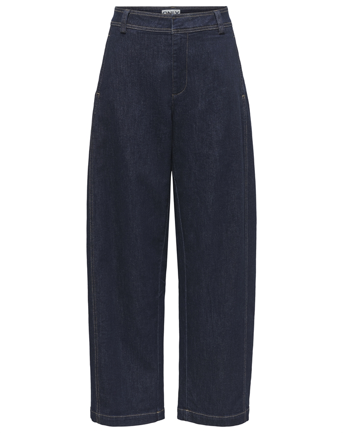 Only - ONLClair MW Barrel Jeans - Dark Blue Denim