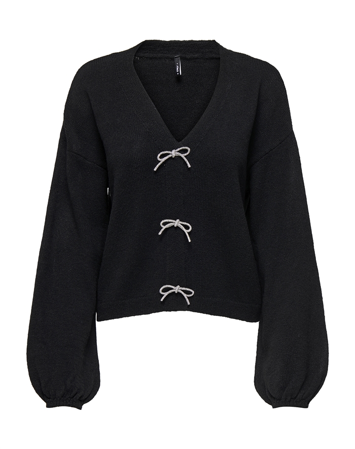  Only - ONLDonna Bow V-Neck Strik - Black