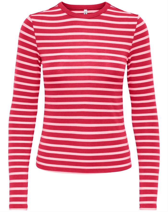 Only - ONLEvie L/S O-Neck Stripe Top - Lollipop