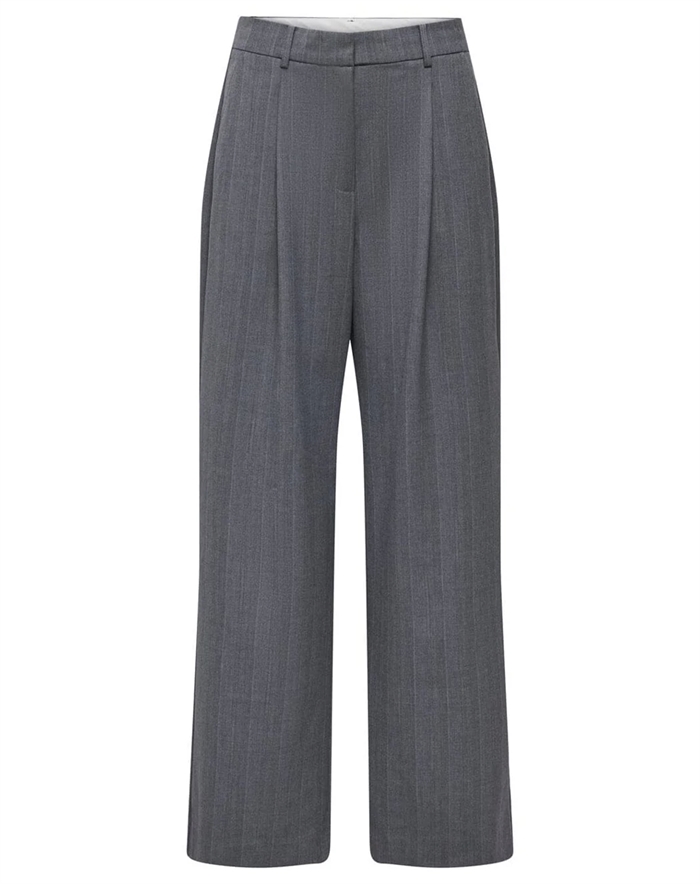Only - ONLJackie HW Wide Pinstripe Bukser - Medium Grey Melange