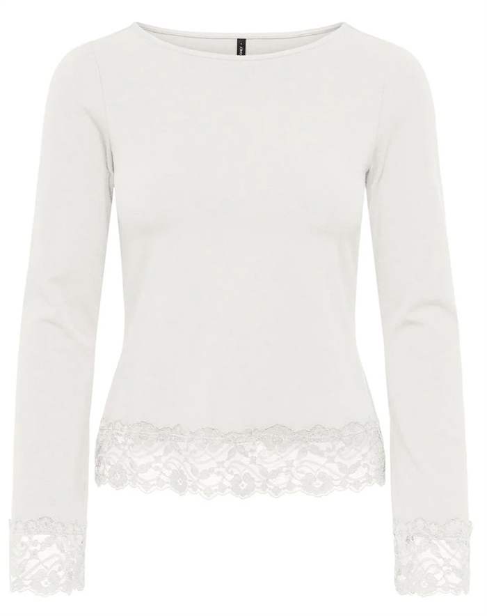 Only - ONLLive Love O-Neck Lace Top - Cloud Dancer