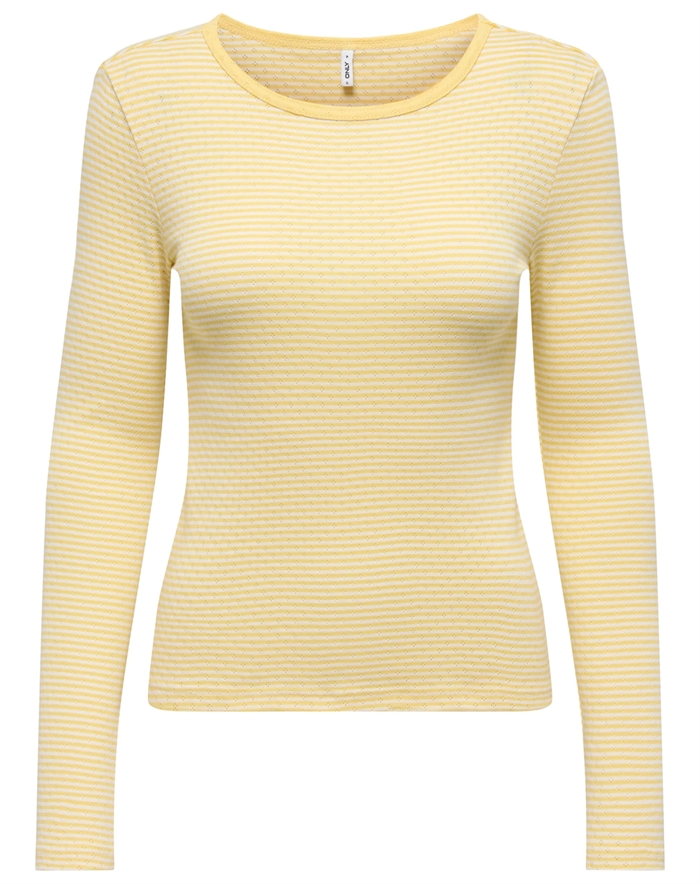 Only - ONLMadison O-Neck Top - Cloud Dancer/Vivi Sunlight