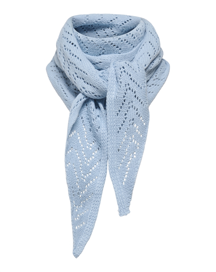 Only - ONLMarie Pointelle Triangle Tørklæde - Cashmere Blue