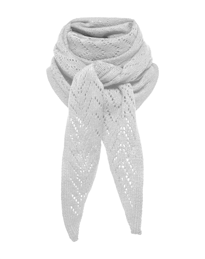 Only - ONLMarie Pointelle Triangle Tørklæde - Light Grey Melange