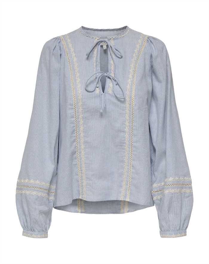 Only - ONLMonica Ane Bluse - Cloud Dancer/Blue Ribbon