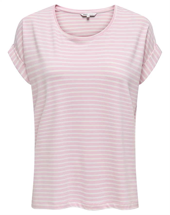 Only - ONLMoster Stripe O-Neck T-Shirt - Pink Lady