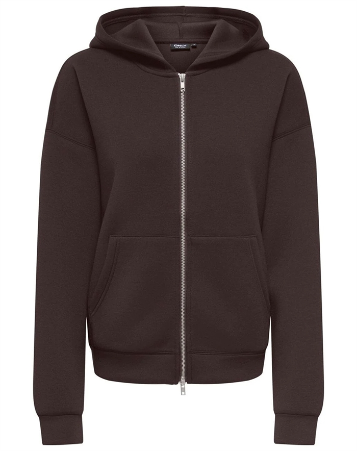 Only - ONLNaomi Two-Way Zip Hoodie - Coffee Bean