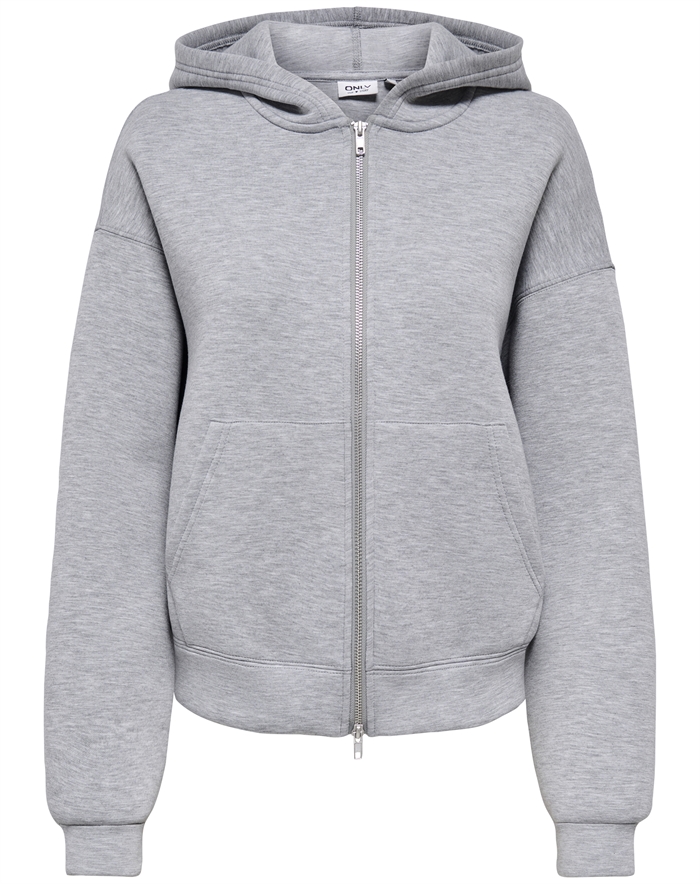 Only - ONLNaomi Two-Way Zip Hoodie - Light Grey Melange
