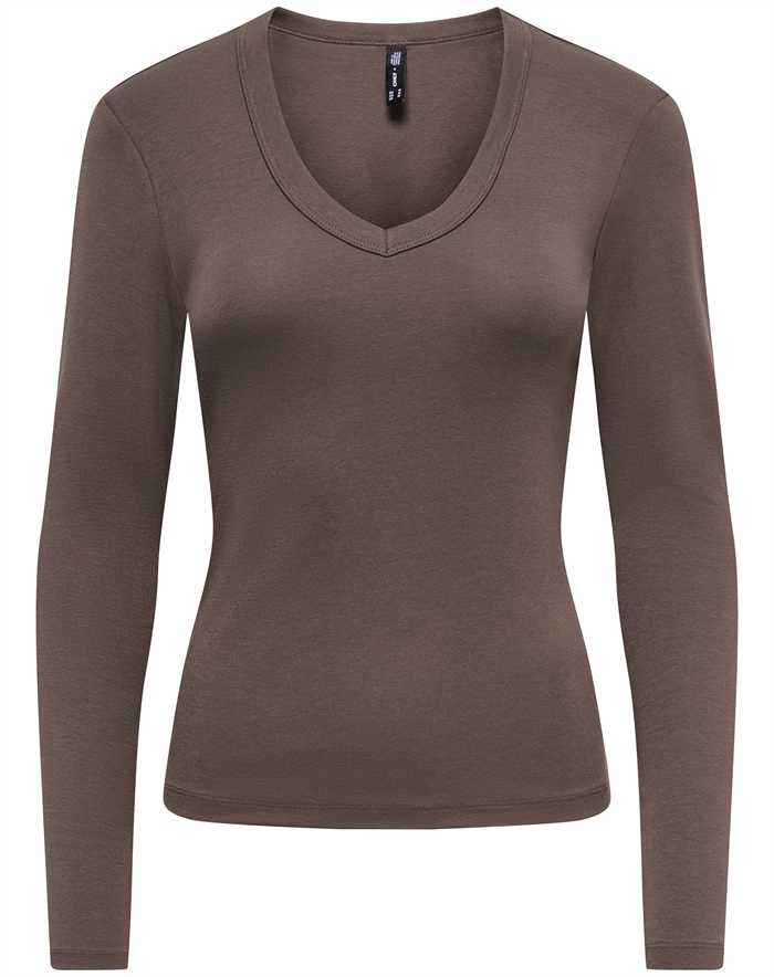 Only - ONLRiley V Neck Top - Chocolate Martini