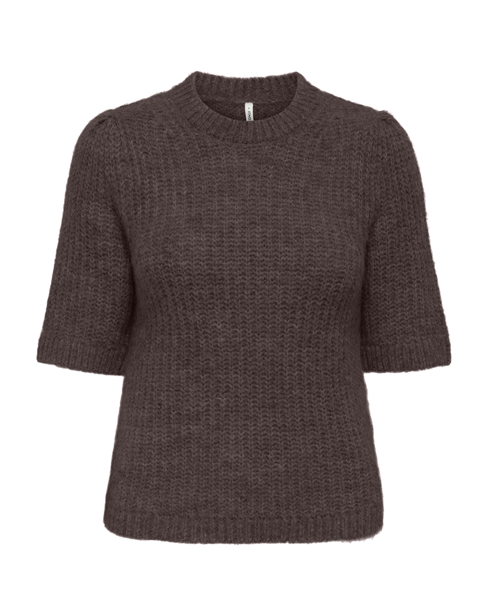  Only - ONLShine SS Puff O-Neck Strik - Seal Brown